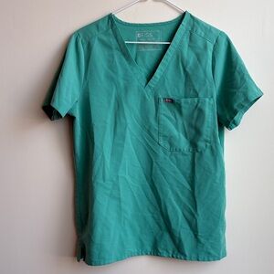 Figs Green V-Neck Scrub Top